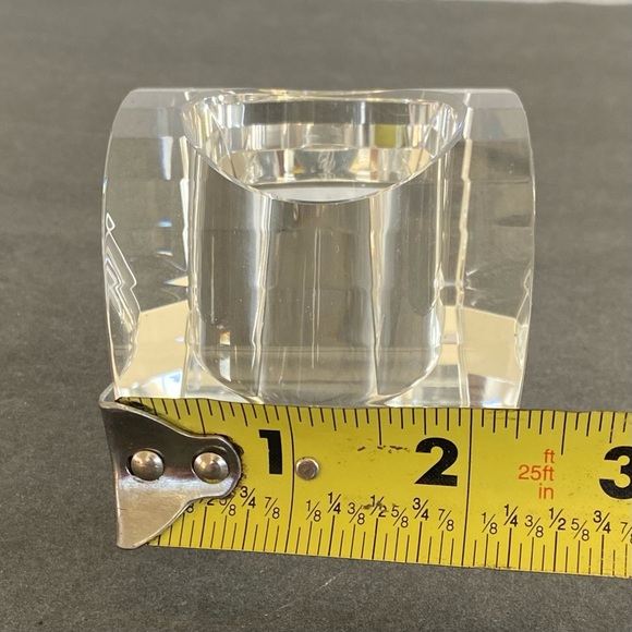 Oleg Cassini Crystal Votive Candle Holder Pyramid  2" Tall w/Original Box signed - Picture 12 of 13